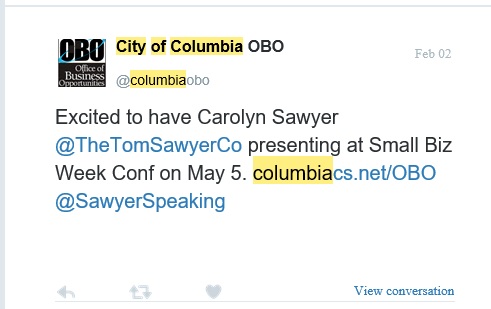 City of Columbia OBO tweet